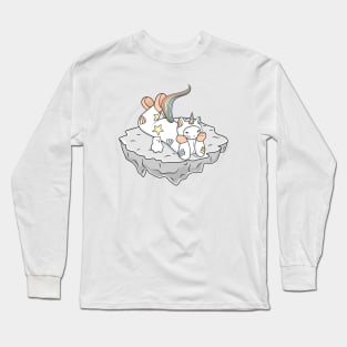 Weird Unicorn Cat contemplating the universe Long Sleeve T-Shirt